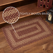 Burgundy Tan Jute Rug Rect w/ Pad 20x30