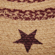 Burgundy Tan Jute Rug Half Circle Stencil Stars w/ Pad 16.5x33
