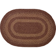 Burgundy Tan Jute Rug Oval w/ Pad 24x36