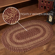 Burgundy Tan Jute Rug Oval w/ Pad 24x36