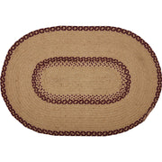 Burgundy Tan Jute Rug Oval Welcome w/ Pad 20x30
