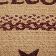 Burgundy Tan Jute Rug Oval Welcome w/ Pad 20x30