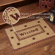 Burgundy Tan Jute Rug Rect Welcome w/ Pad 20x30