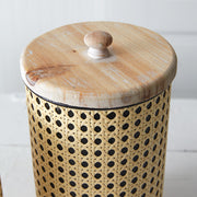 Set of Two Open Weave Cane Containers