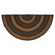 Black & Tan Jute Rug Half Circle w/ Pad 16.5x33