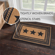 Farmhouse Jute Rug Rect Stencil Stars w/ Pad 20x30