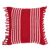 Arendal Red Stripe Pillow Fringed 12x12