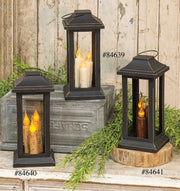 Burnt Ivory 3-Taper Lantern, 10 inch