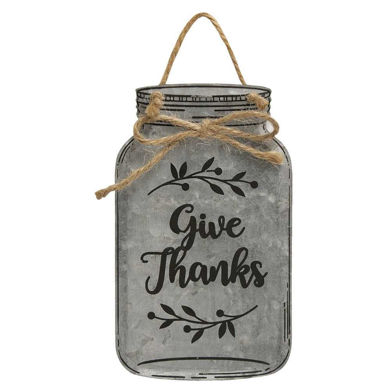 Give Thanks Metal Mason Jar Ornament