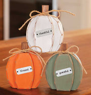 White Chunky Thankful Pumpkin Sitter