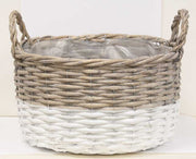 White Dipped Willow Bushel Basket Planters (Set of 3)