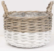 White Dipped Willow Bushel Basket Planters (Set of 3)
