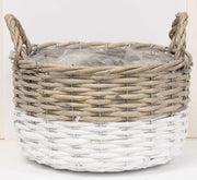 White Dipped Willow Bushel Basket Planters (Set of 3)