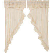 Muslin Ruffled Unbleached Natural Prairie Short Panel Set of 2 63x36x18
