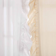 Muslin Ruffled Unbleached Natural Prairie Short Panel Set of 2 63x36x18