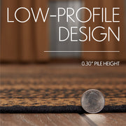 Black & Tan Jute Rug Half Circle w/ Pad 16.5x33