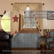 Burlap w/Burgundy Stencil Stars Prairie Short Panel Set 63x36x18