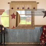 Burlap W/Burgundy Stencil Stars Valance 16x60
