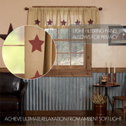 Burlap w/Burgundy Stencil Stars Valance 16x72