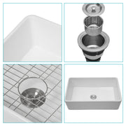 33 Farmhouse Sink - 33 Inch White Farmhouse Kitchen Sink Apron Front Ceramic Single Bowl Kitchen Sinks