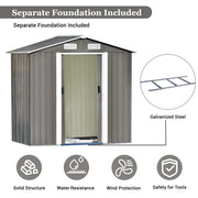 Patio 6ft x4ft Bike Shed Garden Shed; Metal Storage Shed with Adjustable Shelf and Lockable Door; Tool Cabinet with Vents and Foundation for Backyard; Lawn; Garden
