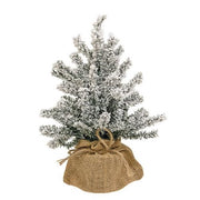 Flocked Mini Pine Tree with Burlap Base - 12"