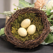 Vine & Moss Bird Nest with Cream Eggs - 5.5"