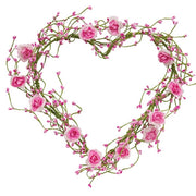 Pink Roses & Pip Berry Heart Wreath