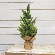Glittered Pine Tree with Burlap Base - 15"