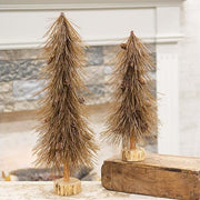 Sparkle Bottle Brush Pine Tree With Pine Cones on Base - 15"