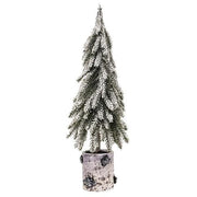 Flocked Weeping Pine Tree In Birch Pot - 16"
