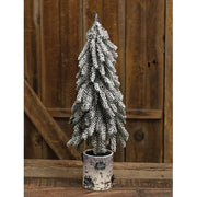 Flocked Weeping Pine Tree In Birch Pot - 20"