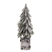 Flocked Weeping Pine Tree In Birch Pot - 20"