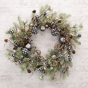 Black & White Country Gingham Bells Wreath - 24"