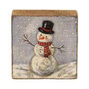 Snowman Distressed Block