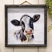 Black & White Cow Portrait Print - 12"