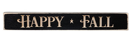 Happy Fall Engraved Block - Black - 12"