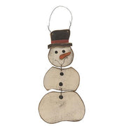 Distressed Wooden Segmented Snowman Hanger