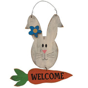 Distressed Wooden "Welcome" Bunny Hanger