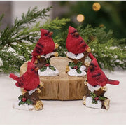 Resin Cardinal on Branch Figurine  (4 Count Assortment)
