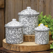 Gray Splatter Enamelware Canisters (Set of 3)