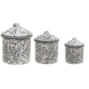 Gray Splatter Enamelware Canisters (Set of 3)