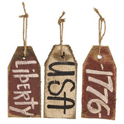 Rustic Wood Patriotic Words Tag (3 Count Assortment)