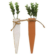 White or Orange Large Rustic Wood Carrot  (2 Count Assortment)