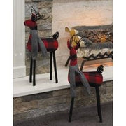 Black & Red Plaid Standing Deer with Scarf  (2 Count Assortment)