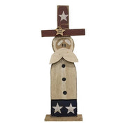 Rustic Wood Skinny "Old Glory" Sam on Base - 25"H  (2 Count Assortment)
