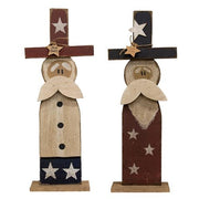 Rustic Wood Skinny "Old Glory" Sam on Base - 25"H  (2 Count Assortment)