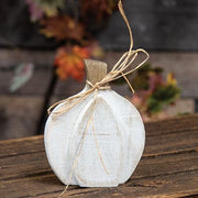 Rustic White Layered Wood Pumpkin Sitter - Small