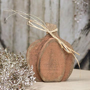 Rustic Orange Layered Wood Pumpkin Sitter - Small