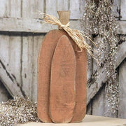 Rustic Orange Layered Wood Pumpkin Sitter - Large